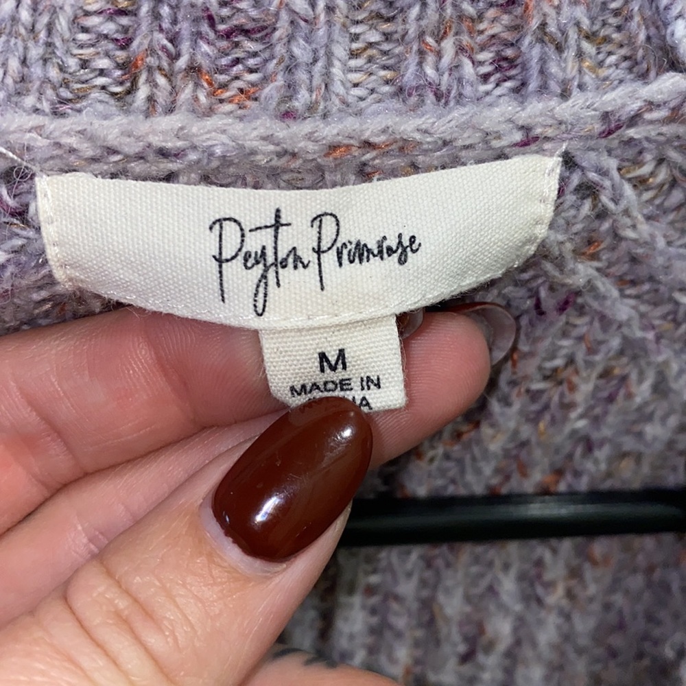 Peyton Primrose Lilac Speckled Knit Open Front Cardigan - Picture 3 of 4